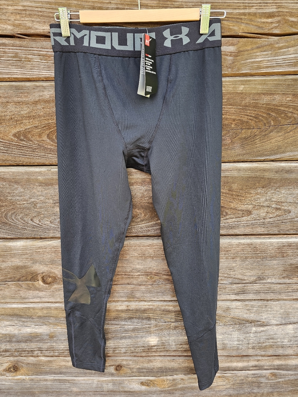 Under Armour HeatGear Compression Leggings Men’s Large Black Athletic Pants NWT
